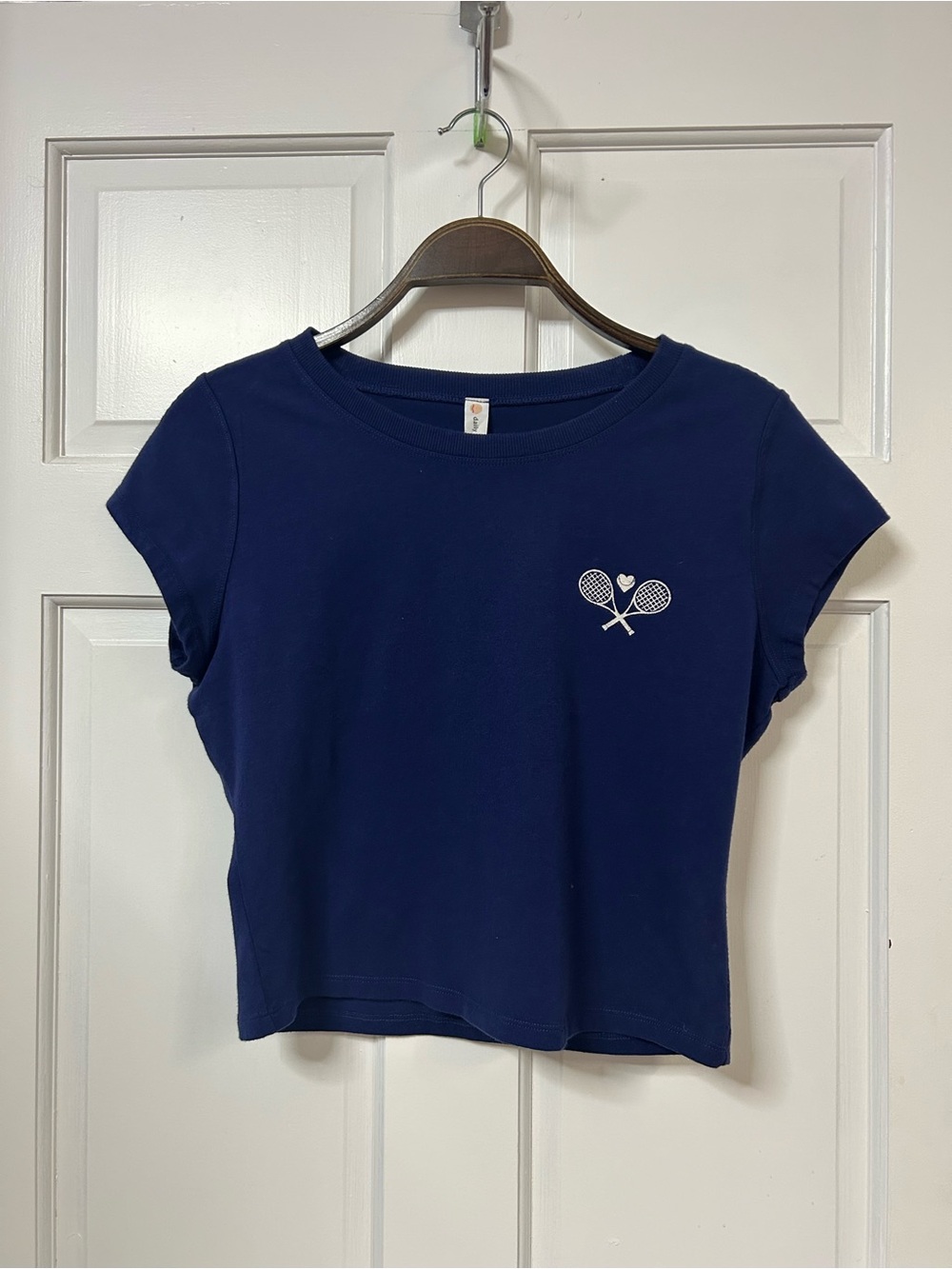 Anthropologie NWTWomen's Navy Blue Tennis Graphic Crop T-Shirt